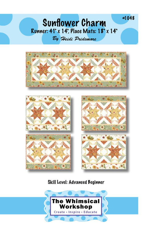 SALE Sunflower Charm Runner & Place Mats Quilt PATTERN P185 - The Whimsical Workshop - Riley Blake Designs - INSTRUCTIONS Only - Piecing