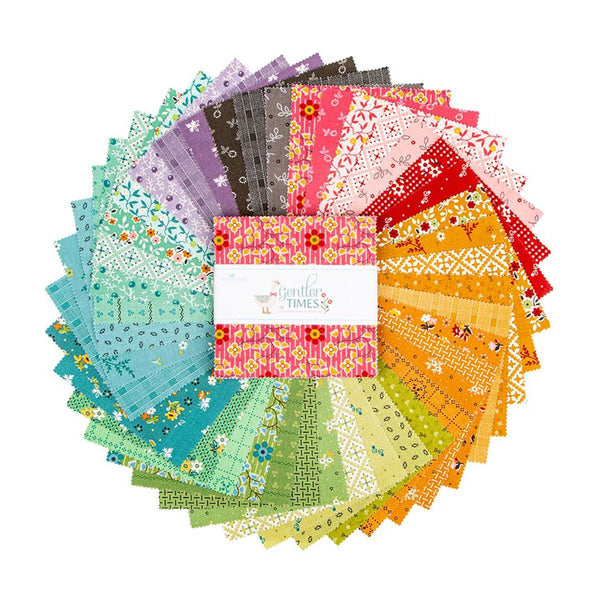 SALE Gentler Times Charm Pack 5" Stacker Bundle - Riley Blake Designs - 42 piece Precut Pre cut - Lori Holt - Quilting Cotton Fabric