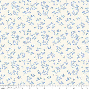 Image of Penelope Stems Cream quilting cotton fabric by My Mind's Eye for Riley Blake Designs. Features flowers on an off-white background. Cute Little Fabric Shop