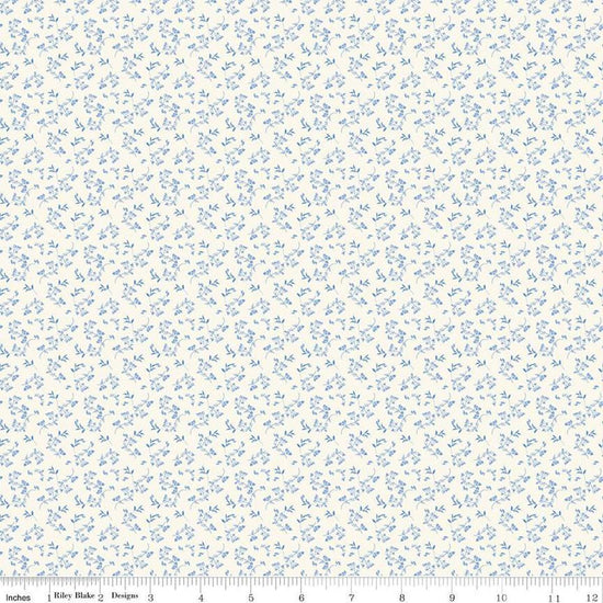 Image of Penelope Mini Stems Cream quilting cotton fabric by My Mind's Eye for Riley Blake Designs. Features flowers on a white background. Cute Little Fabric Shop
