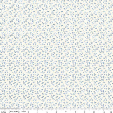 Image of Penelope Mini Stems Cream quilting cotton fabric by My Mind's Eye for Riley Blake Designs. Features flowers on a white background. Cute Little Fabric Shop