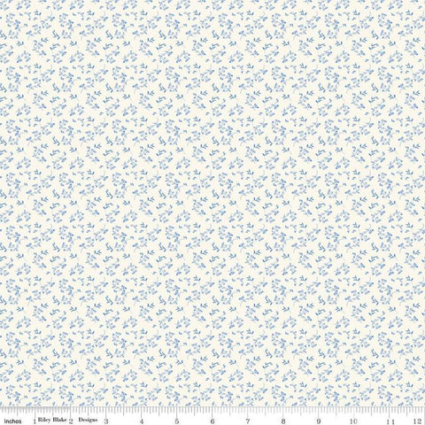Image of Penelope Mini Stems Cream quilting cotton fabric by My Mind&#39;s Eye for Riley Blake Designs. Features flowers on a white background. Cute Little Fabric Shop