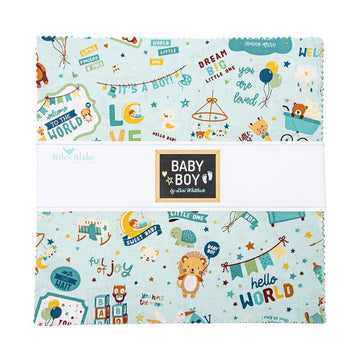 Baby Boy 10" Stacker Bundle - Riley Blake Designs - 42-Piece Precut - Nature Toys Animals - Quilting Cotton Fabric