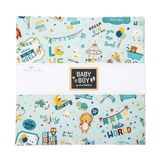 Baby Boy 10" Stacker Bundle - Riley Blake Designs - 42-Piece Precut - Nature Toys Animals - Quilting Cotton Fabric