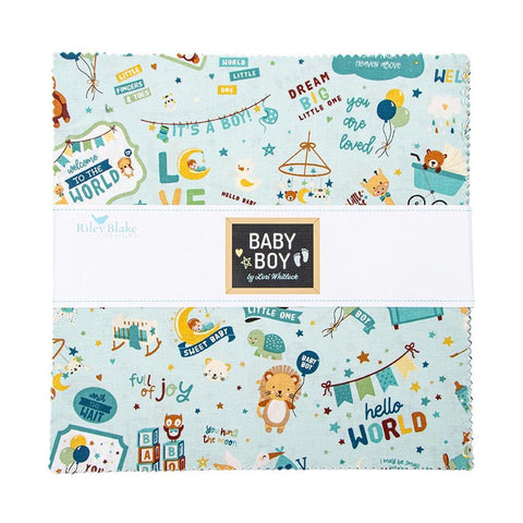 SALE Baby Boy 10" Stacker Bundle - Riley Blake Designs - 42 piece Precut - Nature Toys Animals - Quilting Cotton Fabric