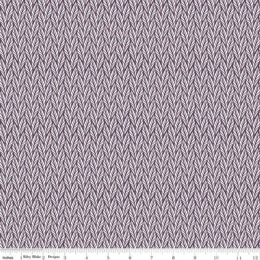 Image of the Evening on the Prairie Geo Leaves Purple quilting cotton fabric by Modern Prairie for Riley Blake Designs. Features leaves on a purple background. Cute Little Fabric Shop