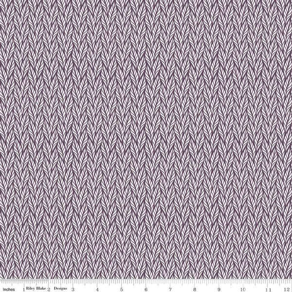 Image of the Evening on the Prairie Geo Leaves Purple quilting cotton fabric by Modern Prairie for Riley Blake Designs. Features leaves on a purple background. Cute Little Fabric Shop