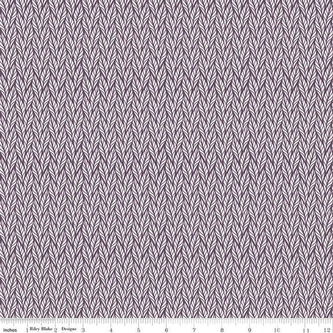 Image of the Evening on the Prairie Geo Leaves Purple quilting cotton fabric by Modern Prairie for Riley Blake Designs. Features leaves on a purple background. Cute Little Fabric Shop