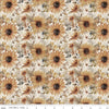 Image of the Evening on the Prairie Watercolor Sunflowers Cream quilting cotton fabric by Modern Prairie for Riley Blake Designs. Features flowers on an off-white background. Cute Little Fabric Shop