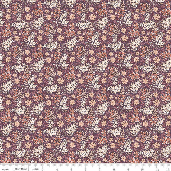 Image of the Evening on the Prairie Ditsy Floral Purple quilting cotton fabric by Modern Prairie for Riley Blake Designs. Features flowers on a purple background. Cute Little Fabric Shop