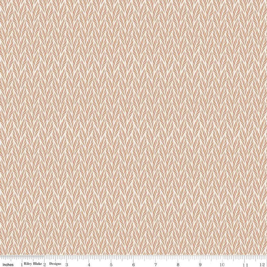 Image of the Evening on the Prairie Geo Leaves Beige quilting cotton fabric by Modern Prairie for Riley Blake Designs. Features leaves on a tan background. Cute Little Fabric Shop