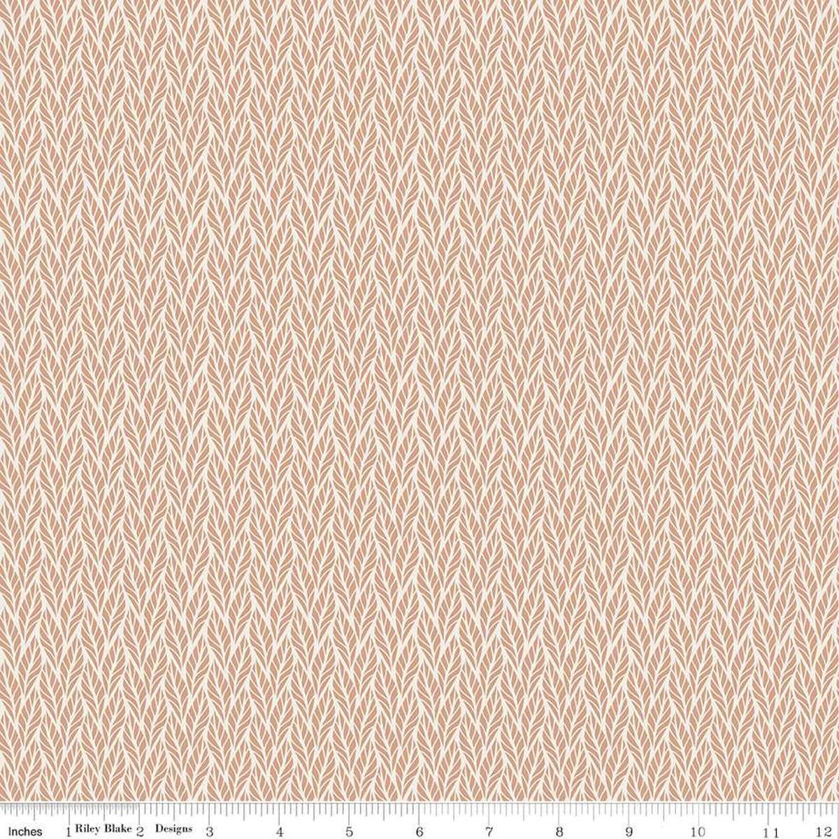Image of the Evening on the Prairie Geo Leaves Beige quilting cotton fabric by Modern Prairie for Riley Blake Designs. Features leaves on a tan background. Cute Little Fabric Shop