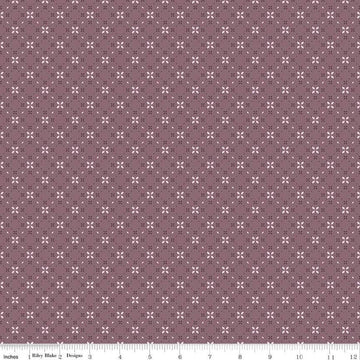 Image of the Evening on the Prairie Geo Floral Grape quilting cotton fabric by Modern Prairie for Riley Blake Designs. Features geometric designs on a purple background. Cute Little Fabric Shop