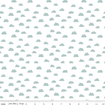 Image of the Baby Boy Clouds White quilting cotton fabric by Lori Whitlock for Riley Blake Designs. Features clouds on a white background. Cute Little Fabric Shop