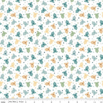 Image of the Baby Boy Onesies White quilting cotton fabric by Lori Whitlock for Riley Blake Designs. Features onesies on a white background. Cute Little Fabric Shop