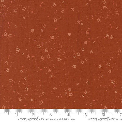 Images of Foraged Found Stardust Spice quilting cotton fabric by Fancy That Design House for Moda Fabrics. Features starts on a red background. Cute Little Fabric Shop