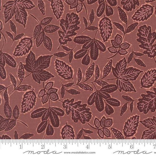 Images of Foraged Found Leafage Lilac Dusk quilting cotton fabric by Fancy That Design House for Moda Fabrics. Features leaves on a purple background. Cute Little Fabric Shop