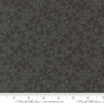 Images of Foraged Found Fractured Iron quilting cotton fabric by Fancy That Design House for Moda Fabrics. Features squares on a gray background. Cute Little Fabric Shop