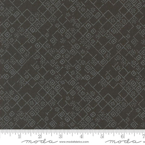 Images of Foraged Found Fractured Iron quilting cotton fabric by Fancy That Design House for Moda Fabrics. Features squares on a gray background. Cute Little Fabric Shop