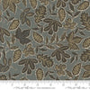 Images of Foraged Found Leafage Metal quilting cotton fabric by Fancy That Design House for Moda Fabrics. Features leaves on a gray background. Cute Little Fabric Shop