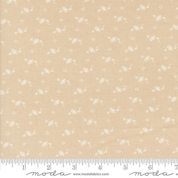 Image of the Agatha Road Pumpkins Smoke quilting cotton fabric by Moda Fabrics. Features geometric on a tan background. Cute Little Fabric Shop