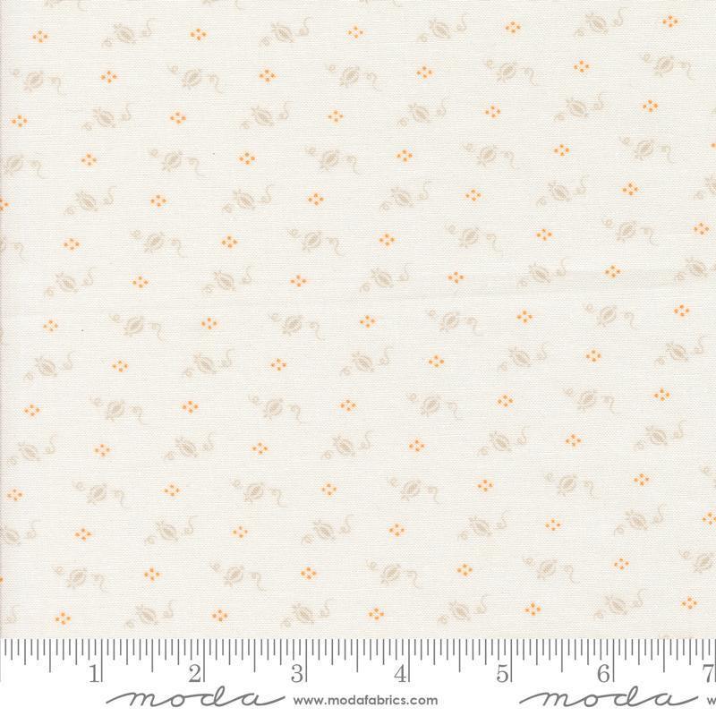 Image of the Agatha Road Pumpkins Ghost quilting cotton fabric by Moda Fabrics. Features geometric on a cream background. Cute Little Fabric Shop