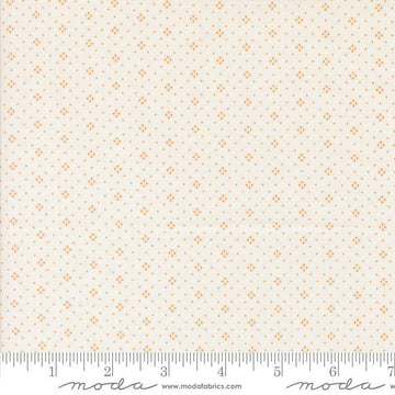 Image of the Agatha Road Diamonds Ivory Orange quilting cotton fabric by Moda Fabrics. Features diamonds on an orange background. Cute Little Fabric Shop