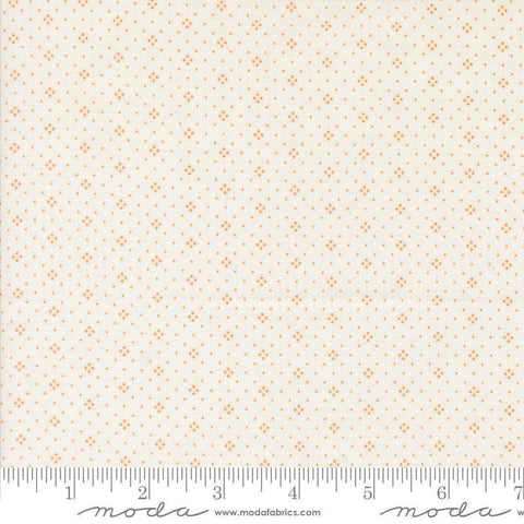 Image of the Agatha Road Diamonds Ivory Orange quilting cotton fabric by Moda Fabrics. Features diamonds on an orange background. Cute Little Fabric Shop