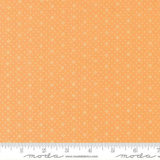 Image of the Agatha Road Diamonds Orange quilting cotton fabric by Moda Fabrics. Features diamonds on an orange background. Cute Little Fabric Shop