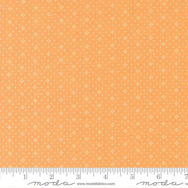 Image of the Agatha Road Diamonds Orange quilting cotton fabric by Moda Fabrics. Features diamonds on an orange background. Cute Little Fabric Shop