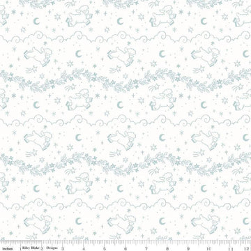 Image of the Twinkle Little Star Counting Sheep Cloud quilting cotton fabric by Riley Blake Designs. Features sheep on a cream background. Cute Little Fabric Shop