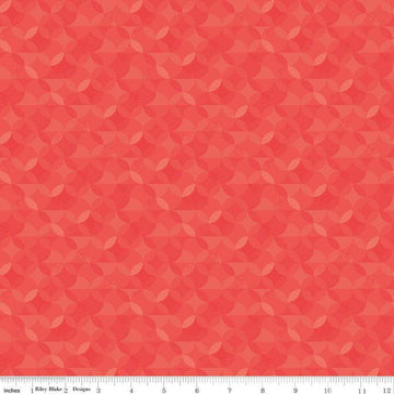 Image of the New Box of Crayons Kaleidoscope Red Quilting Cotton Fabric by Riley Blake Designs. Features orange peel on a red background. Cute Little Fabric Shop