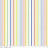Image of the New Box of Crayons Stripe Cloud Quilting Cotton Fabric by Riley Blake Designs. Features stripes on a cream background. Cute Little Fabric Shop