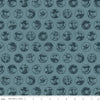 Image of John Wayne American West Circles Denim quilting cotton fabric by Riley Blake Official Product for Riley Blake Designs. Features cowboys on a blue background. Cute Little Fabric Shop