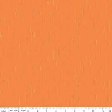 Image of Essence Raindrops Orange quilting cotton fabric by Fran Gulick for Riley Blake Designs. Features rain on an orange background. Cute Little Fabric Shop