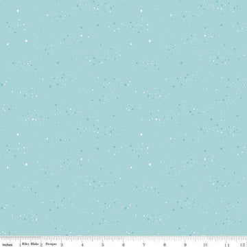 Image of Essence Starlight Dream quilting cotton fabric by Fran Gulick for Riley Blake Designs. Features stars on a blue background. Cute Little Fabric Shop
