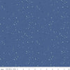 Image of Essence Starlight Denim quilting cotton fabric by Fran Gulick for Riley Blake Designs. Features stars on a blue background. Cute Little Fabric Shop