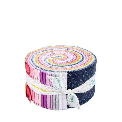 SALE Essence 2.5 Inch Rolie Polie Jelly Roll 40 pieces - Riley Blake - Precut - Minimalism Bright - Quilting Cotton Fabric