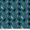 Image of Celtic Cats Cats Teal quilting cotton fabric by Brigid Ashwood for Riley Blake Designs. Features cats on a blue background. Cute Little Fabric Shop