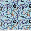 Image of Celtic Cats Main Aqua quilting cotton fabric by Brigid Ashwood for Riley Blake Designs. Features cats on a blue background. Cute Little Fabric Shop