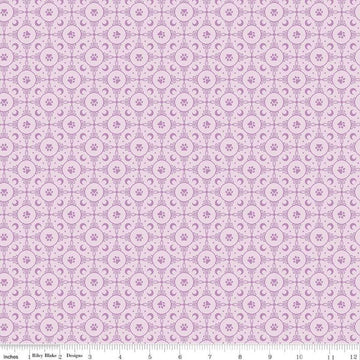 Image of Celtic Cats Circle Paws Lilac quilting cotton fabric by Brigid Ashwood for Riley Blake Designs. Features pawprints on a purple background. Cute Little Fabric Shop