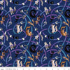 Image of Celtic Cats Main Navy quilting cotton fabric by Brigid Ashwood for Riley Blake Designs. Features cats on a blue background. Cute Little Fabric Shop