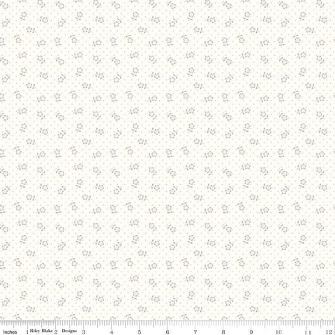 Image of Mary Catherine Flower Dots Cloud quilting cotton fabric by Amy Smart for Riley Blake Designs. Features flowers on an off-white background. Cute Little Fabric Shop