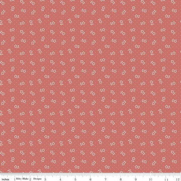 Image of Mary Catherine Flower Dots Faded Red quilting cotton fabric by Amy Smart for Riley Blake Designs. Features flowers on a red background. Cute Little Fabric Shop