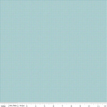 Image of Mary Catherine Gingham Raindrop quilting cotton fabric by Amy Smart for Riley Blake Designs. Features plaid on a blue background. Cute Little Fabric Shop