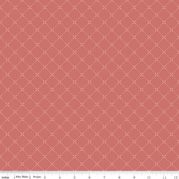 Image of Mary Catherine Grid Faded Red quilting cotton fabric by Amy Smart for Riley Blake Designs. Features squares on a red background. Cute Little Fabric Shop