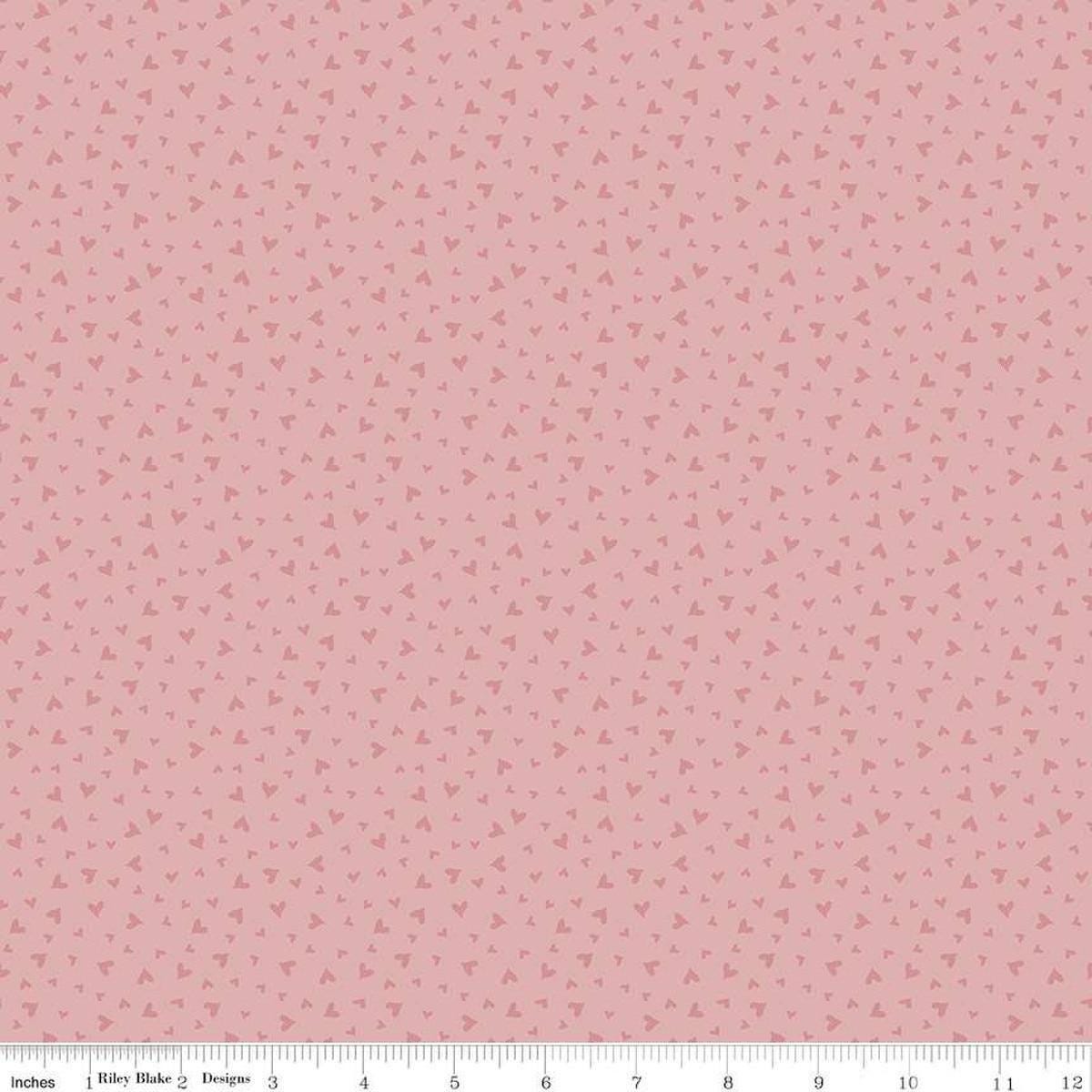 Image of Baby Girl Hearts Rose quilting cotton fabric by Lori Whitlock for Riley Blake Designs. Features hearts on a pink background. Cute Little Fabric Shop