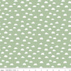 Image of Baby Girl Clouds Green quilting cotton fabric by Lori Whitlock for Riley Blake Designs. Features clouds on a green background. Cute Little Fabric Shop