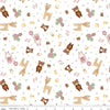Image of Baby Girl Animals White quilting cotton fabric by Lori Whitlock for Riley Blake Designs. Features animals on a white background. Cute Little Fabric Shop