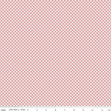 Image of Baby Girl Gingham Rose quilting cotton fabric by Lori Whitlock for Riley Blake Designs. Features plaid on a pink background. Cute Little Fabric Shop